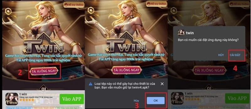 Truy cập đường link chính thức của twin68 để tải app về điện thoại Android