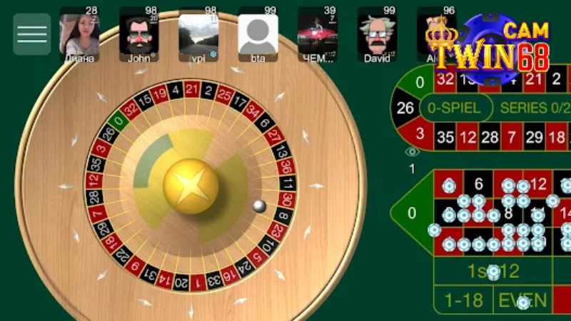 Roulette twin68 thiết kế đa dạng mức cược cho người chơi chọn